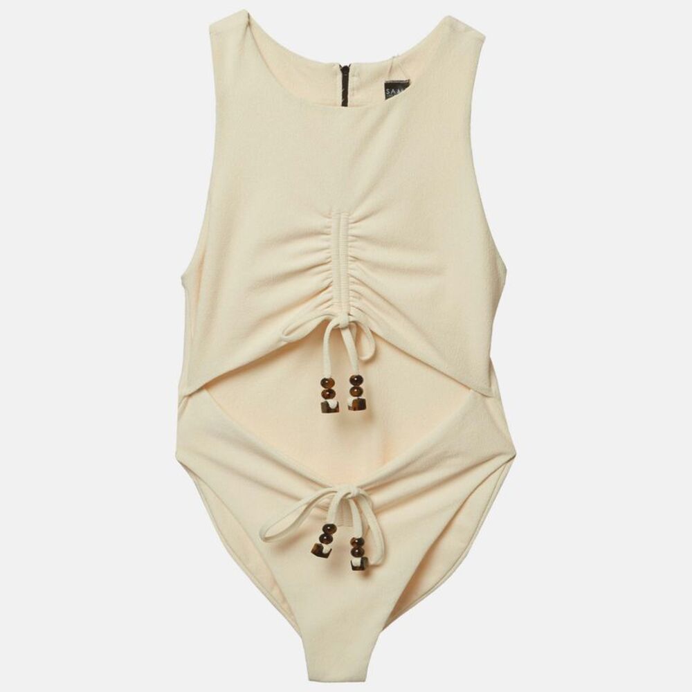 Same  Los Angeles Yellow Stretch Crepe Cut-Out One Piece Swimsuit S